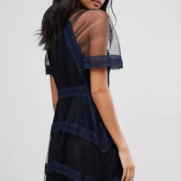 ALLSAINTS Lace Panel Midi Dress